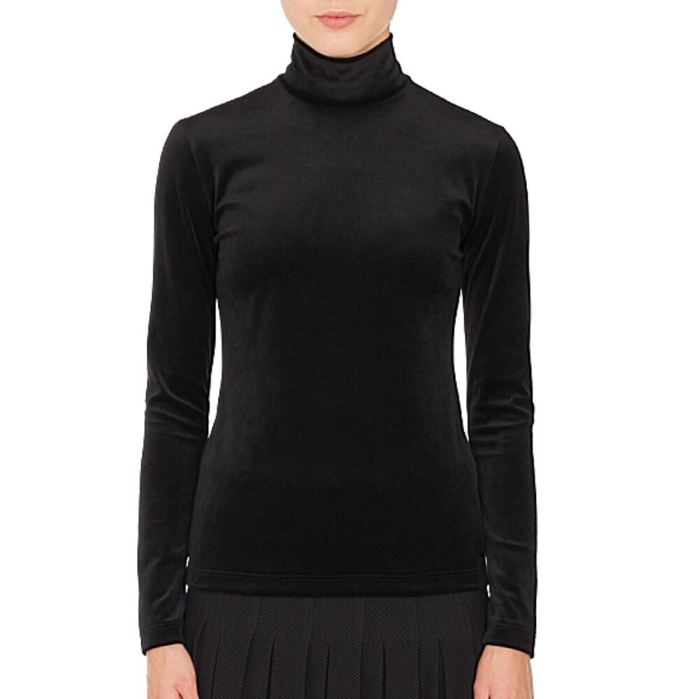 Akris Punto Velvet Long Sleeve Turtleneck Top, Size 4
